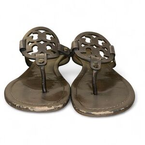 Tory Burch Gray Brown Sandals Leather size 7 M Very Worn